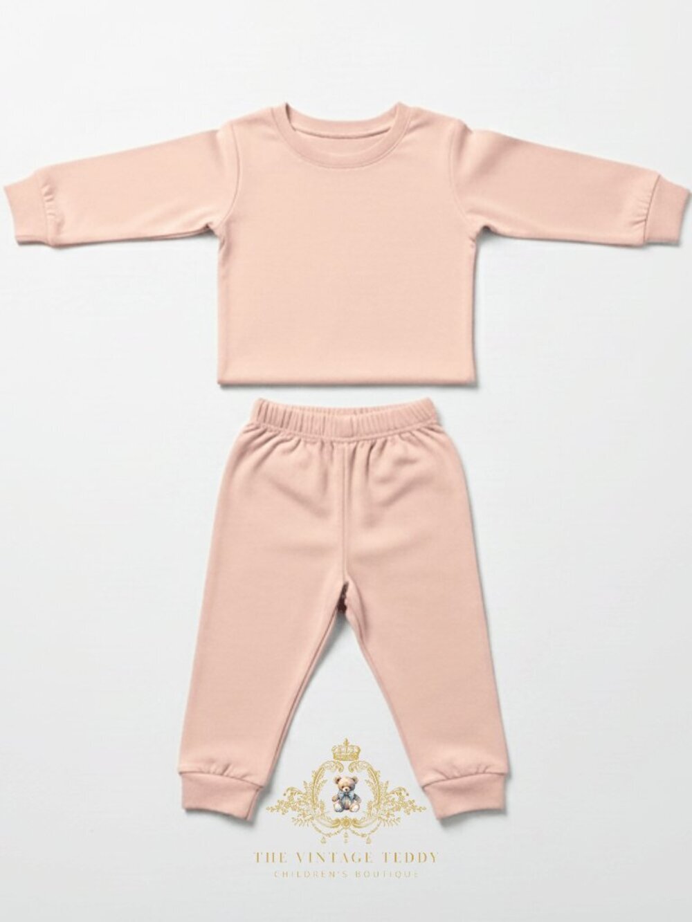 NWT Cute Girls Long Sleeve Pajamas Top & Pants Kids PJ's 2-Piece Set Peach 2-3T - Picture 2 of 2